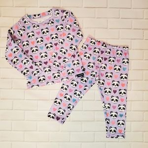 Lands End Thermaskin top & pants purple panda 2T